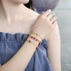Oro Laminado Fancy Bracelet, Gold Filled Style Evil Eye Design, with Garnet Opal, Red Resin Finish, Golden Finish, 03.63.2069.07