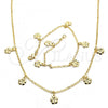 Oro Laminado Necklace and Bracelet, Gold Filled Style Flower Design, Polished, Golden Finish, 06.63.0210