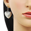 Rhodium Plated Dangle Earring, Chunky and Hollow Design, Polished, Rhodium Finish, 02.196.0170