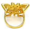 Oro Laminado Multi Stone Ring, Gold Filled Style Butterfly Design, with White Crystal, Polished, Golden Finish, 01.241.0017.09 (Size 9)