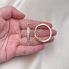 Oro Laminado Huggie Hoop, Gold Filled Style Baguette Design, with White Cubic Zirconia, Polished, Golden Finish, 02.210.0106.35