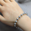 Sterling Silver Bracelet Rosary, Cross and Ball Design, Polished, Silver Finish, 09.392.0004.07