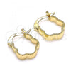 Oro Laminado Small Hoop, Gold Filled Style Flower Design, Polished, Golden Finish, 02.185.0004.12