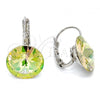 Rhodium Plated Leverback Earring, with Luminous Green Swarovski Crystals, Polished, Rhodium Finish, 02.239.0005.3