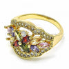 Oro Laminado Multi Stone Ring, Gold Filled Style Flower Design, with Multicolor Cubic Zirconia, Polished, Golden Finish, 01.283.0007.1.07 (Size 7)