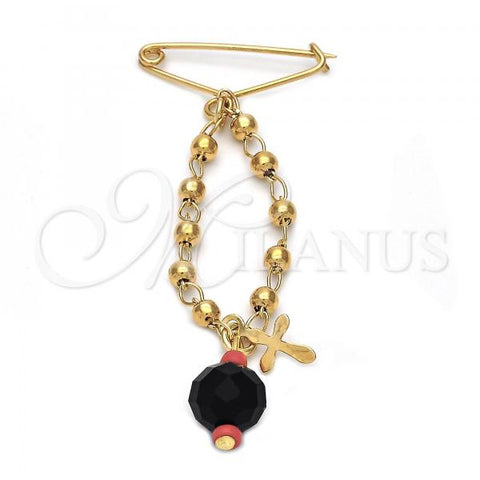 Oro Laminado Religious Brooche, Gold Filled Style with  Pearl, Golden Finish, 5.039.020