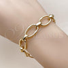 Oro Laminado Fancy Bracelet, Gold Filled Style Rolo Design, Polished, Golden Finish, 03.429.0019.08