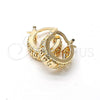 Oro Laminado Small Hoop, Gold Filled Style Greek Key Design, Polished, Golden Finish, 5.153.045.1
