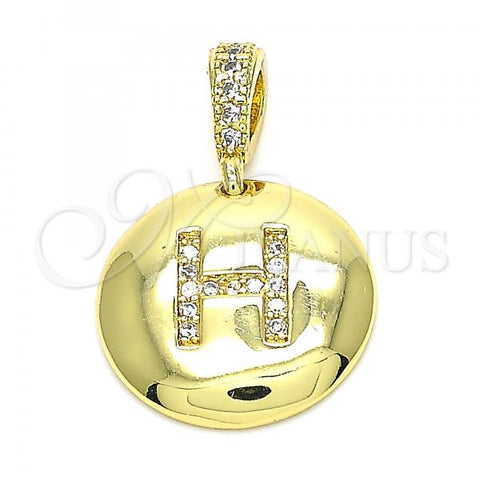 Oro Laminado Fancy Pendant, Gold Filled Style Initials Design, with White Cubic Zirconia, Polished, Golden Finish, 05.341.0008