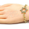 Oro Laminado Fancy Bracelet, Gold Filled Style Paperclip and Star of David Design, with Multicolor Micro Pave, Polished, Golden Finish, 03.341.0053.07