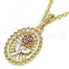 Oro Laminado Fancy Pendant, Gold Filled Style Flower Design, Polished, Tricolor, 05.351.0132.1