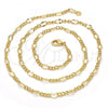 Oro Laminado Basic Necklace, Gold Filled Style Figaro Design, Polished, Golden Finish, 04.318.0001.16