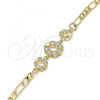 Oro Laminado Fancy Bracelet, Gold Filled Style Crown Design, with White Cubic Zirconia, Polished, Golden Finish, 03.233.0025.08