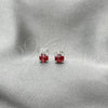 Sterling Silver Stud Earring, with Garnet Cubic Zirconia, Polished, Silver Finish, 02.397.0040.01