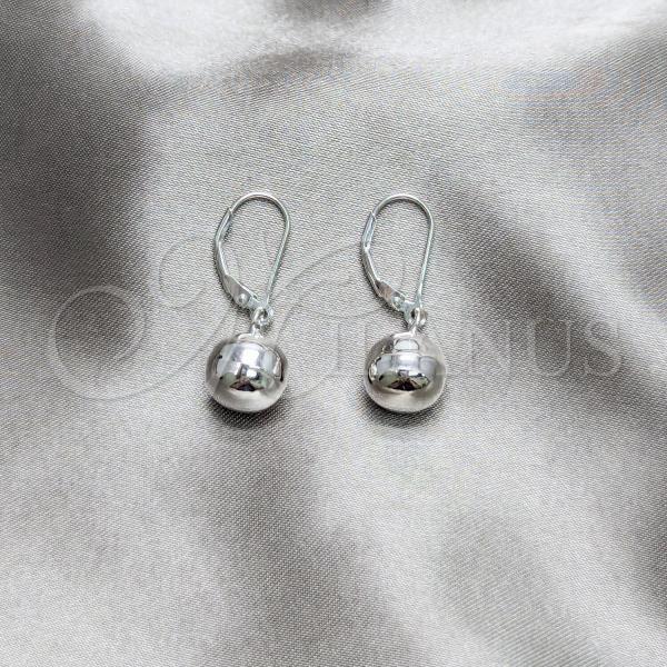 Sterling Silver Dangle Earring, Ball Design, Polished, Silver Finish, 02.401.0092