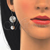 Sterling Silver Dangle Earring, Ball Design, Polished, Rhodium Finish, 02.183.0031