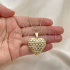 Oro Laminado Pendant Necklace, Gold Filled Style Heart Design, Polished, Golden Finish, 04.117.0037.20