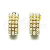 Oro Laminado Stud Earring, Gold Filled Style with Ivory Pearl, Polished, Golden Finish, 02.379.0031