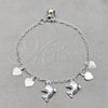 Sterling Silver Fancy Bracelet, Dolphin and Heart Design, Polished, Silver Finish, 03.409.0127.07