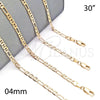 Oro Laminado Basic Necklace, Gold Filled Style Figaro Design, Diamond Cutting Finish, Golden Finish, 5.222.031.30
