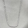 Rhodium Plated Basic Necklace, Rope Design, Polished, Rhodium Finish, 04.64.0001.1.16