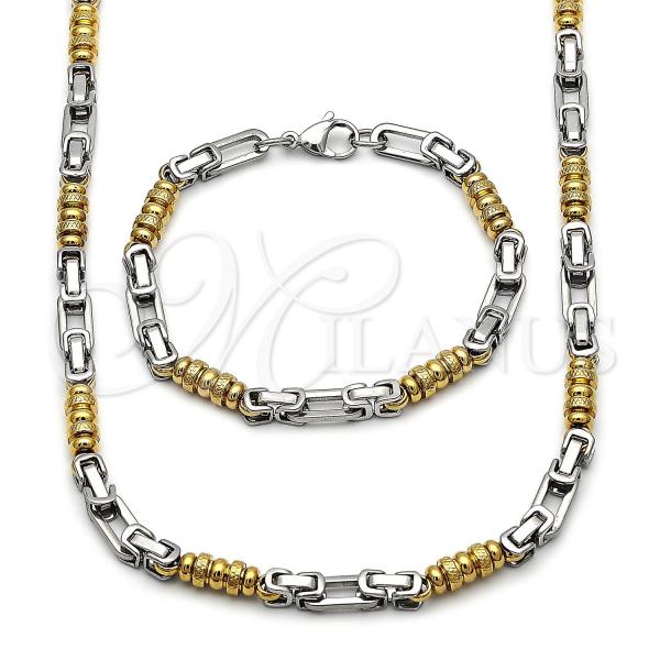 Stainless Steel Necklace and Bracelet, Polished, Two Tone, 06.363.0059.1