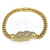 Oro Laminado Fancy Bracelet, Gold Filled Style with White Micro Pave, Polished, Golden Finish, 03.283.0225.07