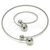 Rhodium Plated Necklace and Bracelet, Ball Design, with White Cubic Zirconia, Polished, Rhodium Finish, 06.421.0004.1