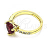 Oro Laminado Multi Stone Ring, Gold Filled Style Heart Design, with Garnet Cubic Zirconia and White Micro Pave, Polished, Golden Finish, 01.284.0057.4