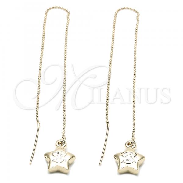 Oro Laminado Threader Earring, Gold Filled Style Star Design, Golden Finish, 5.114.008