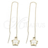 Oro Laminado Threader Earring, Gold Filled Style Star Design, Golden Finish, 5.114.008