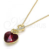 Oro Laminado Pendant Necklace, Gold Filled Style Heart Design, with Siam and Aurore Boreale Swarovski Crystals, Polished, Golden Finish, 04.239.0044.3.18