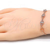 Sterling Silver Fancy Bracelet, with Sapphire Blue and White Cubic Zirconia, Polished, Rose Gold Finish, 03.369.0008.1.10