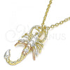 Oro Laminado Fancy Pendant, Gold Filled Style Scorpion Design, Polished, Tricolor, 05.351.0095