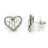 Rhodium Plated Stud Earring, Heart Design, with Crystal Swarovski Crystals and White Crystal, Polished, Rhodium Finish, 02.26.0141.1