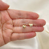 Oro Laminado Stud Earring, Gold Filled Style Heart Design, White Polished, Golden Finish, 02.02.0526