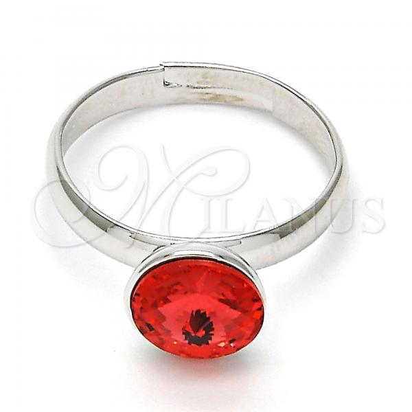 Rhodium Plated Multi Stone Ring, with Padparadscha Swarovski Crystals, Polished, Rhodium Finish, 01.239.0009.5 (One size fits all)