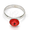 Rhodium Plated Multi Stone Ring, with Padparadscha Swarovski Crystals, Polished, Rhodium Finish, 01.239.0009.5 (One size fits all)