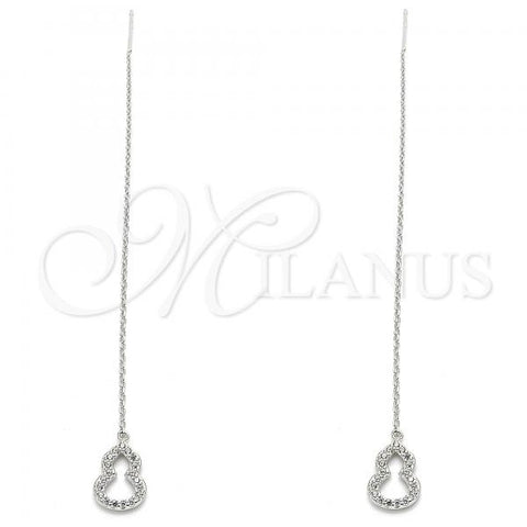 Sterling Silver Threader Earring, with White Micro Pave, Polished, Rhodium Finish, 02.366.0010