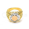 Oro Laminado Elegant Ring, Gold Filled Style Filigree Design, Diamond Cutting Finish, Tricolor, 5.173.009.07 (Size 7)