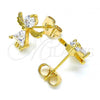 Oro Laminado Stud Earring, Gold Filled Style Angel Design, with White Cubic Zirconia, Polished, Golden Finish, 02.310.0066