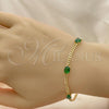 Oro Laminado Fancy Bracelet, Gold Filled Style with Green Cubic Zirconia, Polished, Golden Finish, 03.213.0166.07