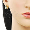 Oro Laminado Stud Earring, Gold Filled Style Diamond Cutting Finish, Golden Finish, 02.163.0386