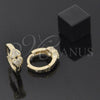 Oro Laminado Huggie Hoop, Gold Filled Style Heart Design, with White Cubic Zirconia, Polished, Golden Finish, 02.165.0001