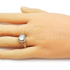 Oro Laminado Multi Stone Ring, Gold Filled Style Heart and Cluster Design, with White Cubic Zirconia and White Micro Pave, Polished, Golden Finish, 01.266.0062
