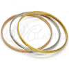 Stainless Steel Trio Bangle, Greek Key Design, Polished, Tricolor, 07.244.0004.06 (05 MM Thickness, Size 6 - 2.75 Diameter)