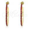 Oro Laminado Stud Earring, Gold Filled Style with Garnet Crystal, Polished, Golden Finish, 02.122.0118.1.35