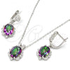 Sterling Silver Earring and Pendant Adult Set, with  Cubic Zirconia and White Micro Pave, Polished, Rhodium Finish, 10.186.0022