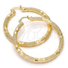 Oro Laminado Large Hoop, Gold Filled Style Hollow Design, Diamond Cutting Finish, Golden Finish, 02.170.0125.50