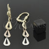 Oro Laminado Long Earring, Gold Filled Style Teardrop Design, Diamond Cutting Finish, Tricolor, 02.63.2168